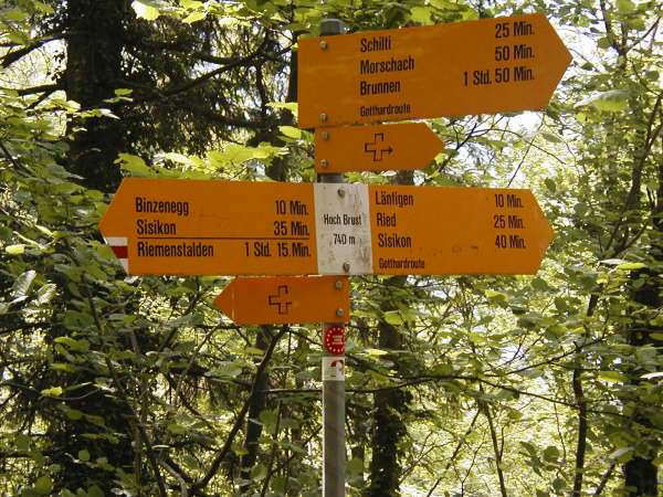 Wegweiser Hoch Brust