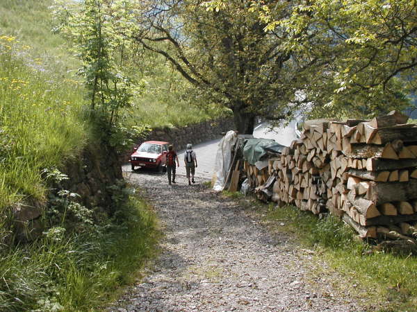 M�ndung auf Asphaltstra�e kurz vor Binzenegg