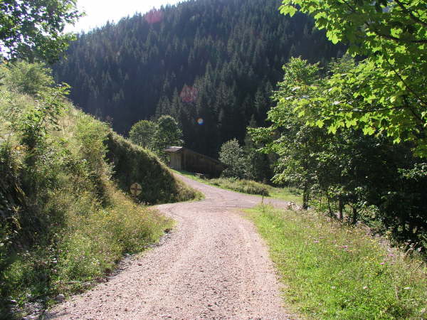 Links geradeaus wieder bergauf fahren