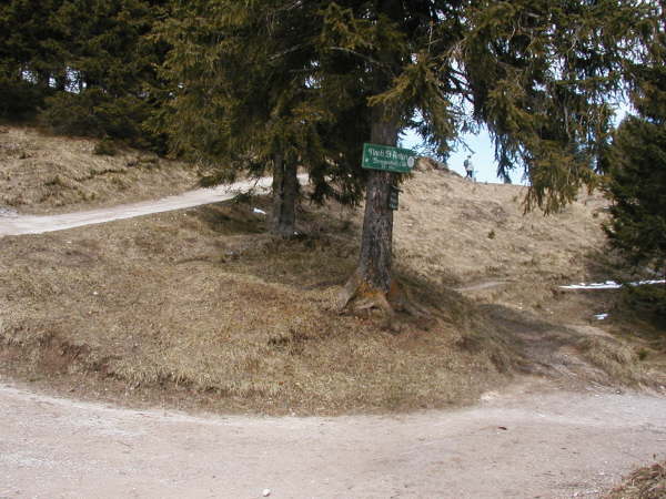 Links geht es hoch zum Gipfel, nach rechts (Richtung St.Anton) fhrt man am Rckweg