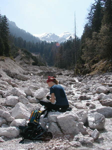 Rast an einem Bachlauf