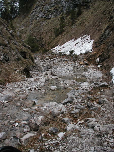 Tragestrecke durchs Bachbett