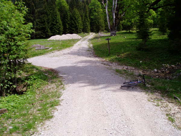 links dem Hauptweg folgen