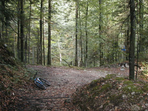 An der Wegekreuzung scharf rechts fahren