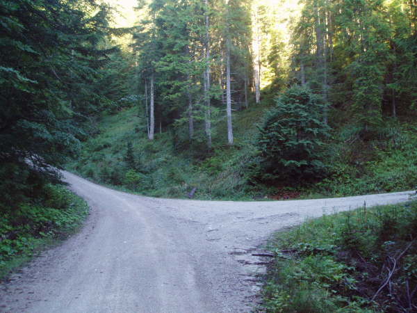 Geradeaus weiter bergauf fahren