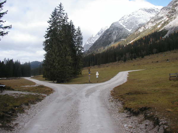 Links weiter Richtung Hohenfeldern, Ehrwalder Alm